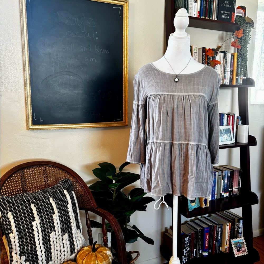 Grey Peplum Blouse